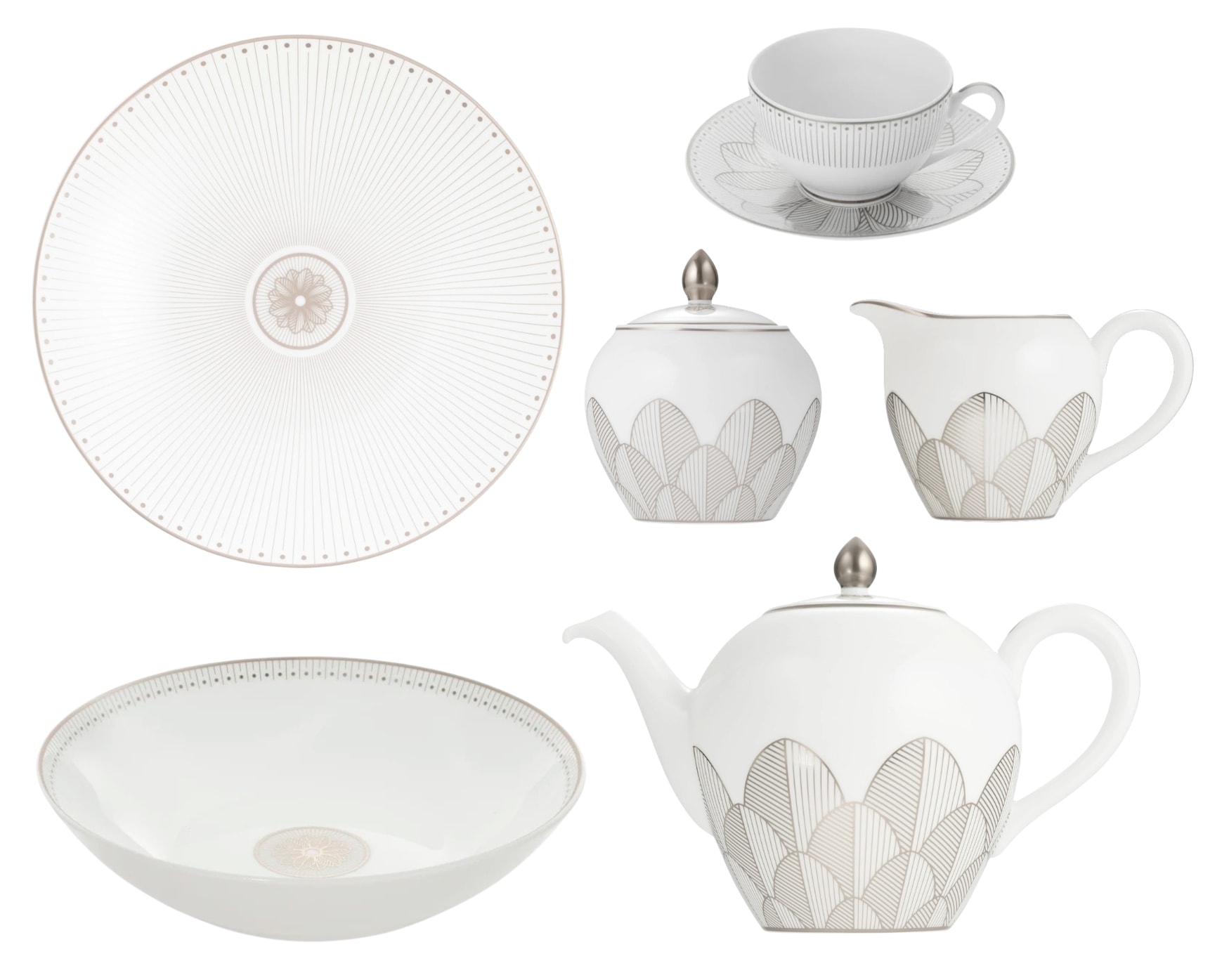 Christofle, Malmaison Impériale Platinum, Breakfast set for 6 persons