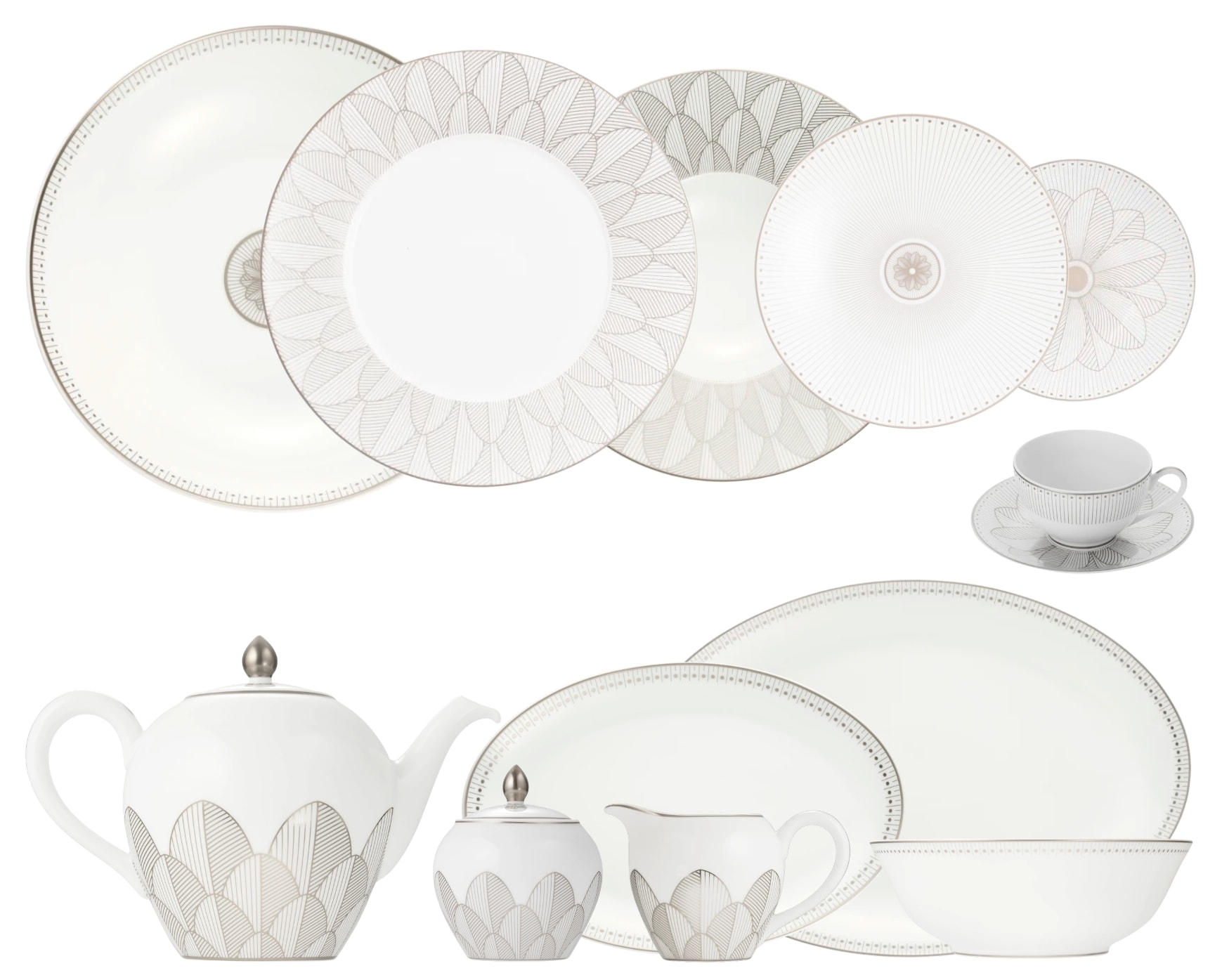 Christofle, Malmaison Impériale Platinum, Dinner set for 6 persons