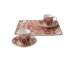 Haviland, Rêves du Nil Purple, Set of 2 coffee cups with saucers and tray