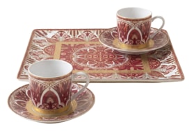 Haviland, Rêves du Nil Purple, Set of 2 coffee cups with saucers and tray
