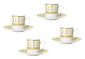 Bernardaud, Constance Jaune, Set of 4 moka cups and saucers