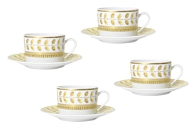 Bernardaud, Constance Jaune, Set of 4 tea cups and saucers