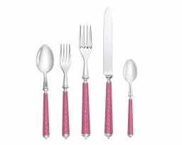 Alain Saint-Joanis, Croisette Pink, silver plated, Flatware set for 1 person (5 pieces)