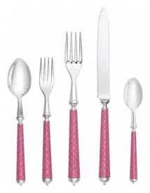 Alain Saint-Joanis, Croisette Pink, silver plated, Flatware set for 1 person (5 pieces)