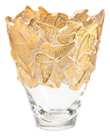 Lalique, Papillons, Large vase, gold stamped