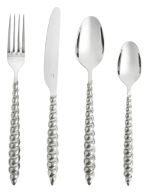 L'Objet, Homeware Collection by Jessica McCormack, Flatware set for 1 person, 4 pieces, silver