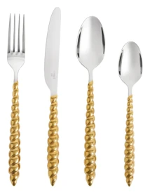L'Objet, Homeware Collection by Jessica McCormack, Flatware set for 1 person, 4 pieces, gold