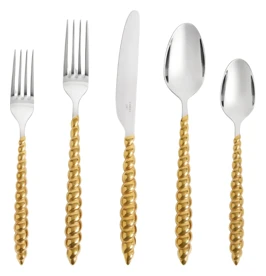 L'Objet, Homeware Collection by Jessica McCormack, Flatware set for 1 person, 5 pieces, gold