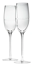 Christofle, Perles Glassware, Set of 2 champagne flutes