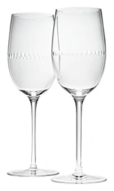 Christofle, Perles Glassware, Set of 2 white wine glasses