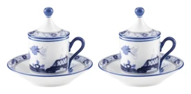 Ginori 1735, Oriente Italiano Indaco, Set of 2 espresso cups & saucers