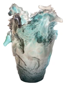 Daum, Cavalcade, Blue grey large vase