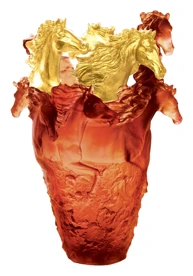 Daum, Cavalcade, Amber and gold finish magnum vase