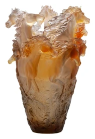 Daum, Cavalcade, Glazed brown magnum vase