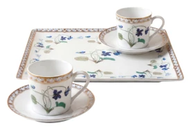 Haviland, Impératrice Eugénie, Set of tray and 2 coffee cups with saucers