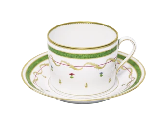 Haviland, Vieux Paris green, Cappuccino cup and saucer