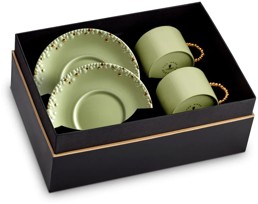 L'Objet, Haas Mojave Matcha Gold, Set of 2 tea cups and saucers