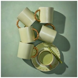 L'Objet, Haas Mojave Matcha Gold, Set of 6 espresso cups and saucers