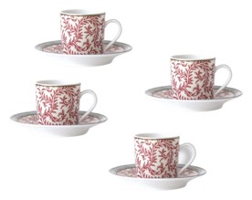 Bernardaud, Braquenié, Set of 4 moka cups and saucers