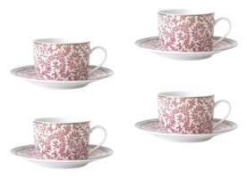 Bernardaud, Braquenié, Set of 4 tea cups and saucers