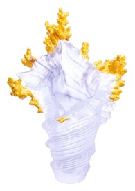 Daum, Mer de Corail, Large white gilded vase, 99ex