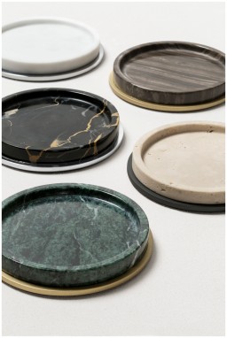 Giobagnara, Positano Marble Bathroom set, Round valet tray small