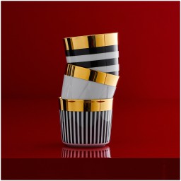 Sieger by Fürstenberg, Champagne goblets, Sip of Gold Ca` d`Oro vertical stripes champagne goblet