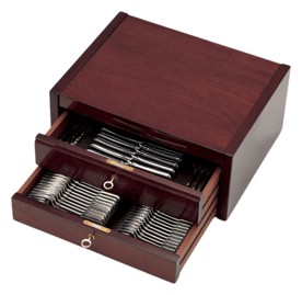 Robbe & Berking, Storage, Mahogany Cutlery chest for 69 Pieces