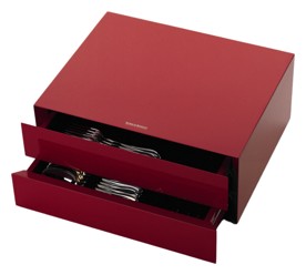 Robbe & Berking, Storage, Cutlery chest, Red Lacquer 133 Pieces