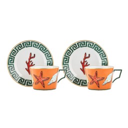 Ginori 1735, Il viaggio di Nettuno, Set of 2 tea cups and saucers