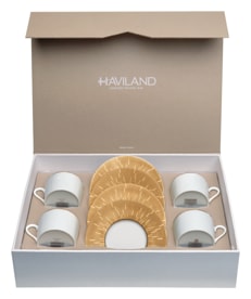 Haviland, Infini gold, Set of 4 teacups and saucers