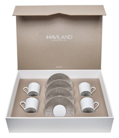 Haviland, Infini platinum, Set of 4 coffee cups saucers