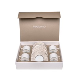Haviland, Infini platinum, Set of 4 teacups and saucers