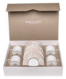 Haviland, Infini platinum, Set of 4 teacups and saucers