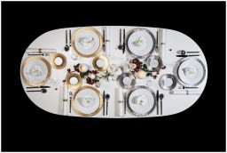 Haviland, Infini platinum, Set of 4 teacups and saucers