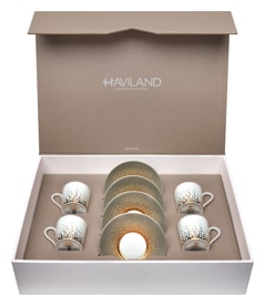 Haviland, Souffle d'or, Set of 4 coffee cups saucers