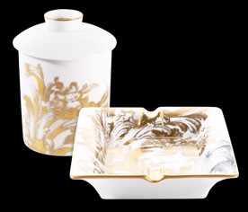 Haviland, Stanislas gold, Set of scented candle and tray