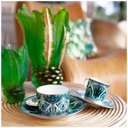 Haviland, Rêves du Nil Platinum, Teacups & Saucers, set of 4