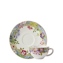 Gien, Millefleurs, Breakfast cup and saucer, set of 2