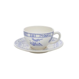 Gien, Oiseau Bleu, Tea cup & saucer, set of 2