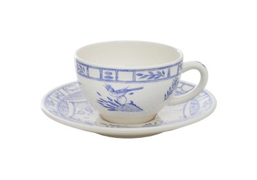 Gien, Oiseau Bleu, Tea cup & saucer, set of 2