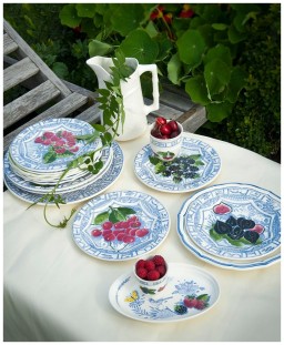 Gien, Oiseau Bleu Fruits, Dinner plates, set of 4