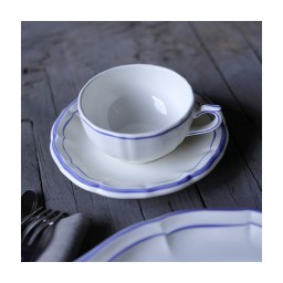 Gien, Filet Bleu, Us tea cup & saucer, set of 2