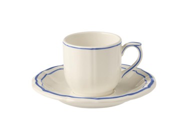 Gien, Filet Bleu, Coffee cup & saucer, set of 2