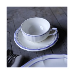 Gien, Filet Bleu, Coffee cup & saucer, set of 2