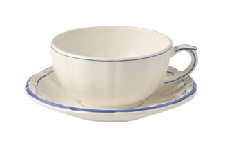 Gien, Filet Bleu, Breakfast cup & saucer, set of 2