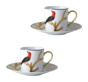 Bernardaud, Aux Oiseaux, Set of 2 coffee cups and saucers