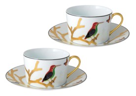 Bernardaud, Aux Oiseaux, Gift box set of 2 breakfast cups and saucers