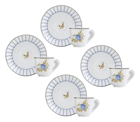 Bernardaud, Brocante, Set of 4 coffee cups and saucers