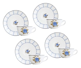 Bernardaud, Brocante, Set of 4 tea cups and saucers